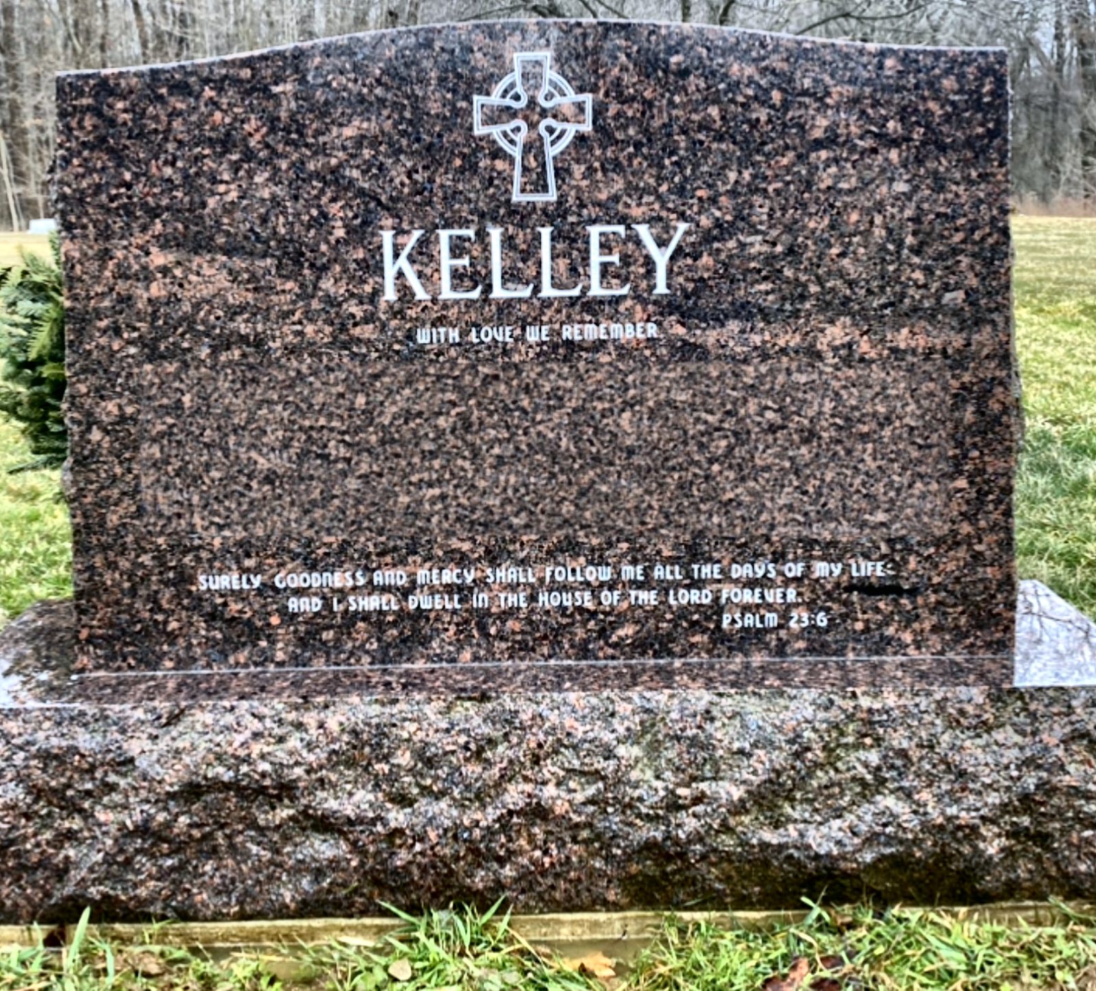 Mahogany granite upright